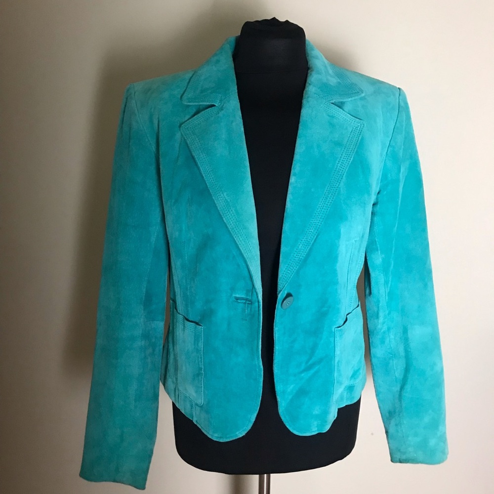 Alfani Teal Suede Leather Jacket
